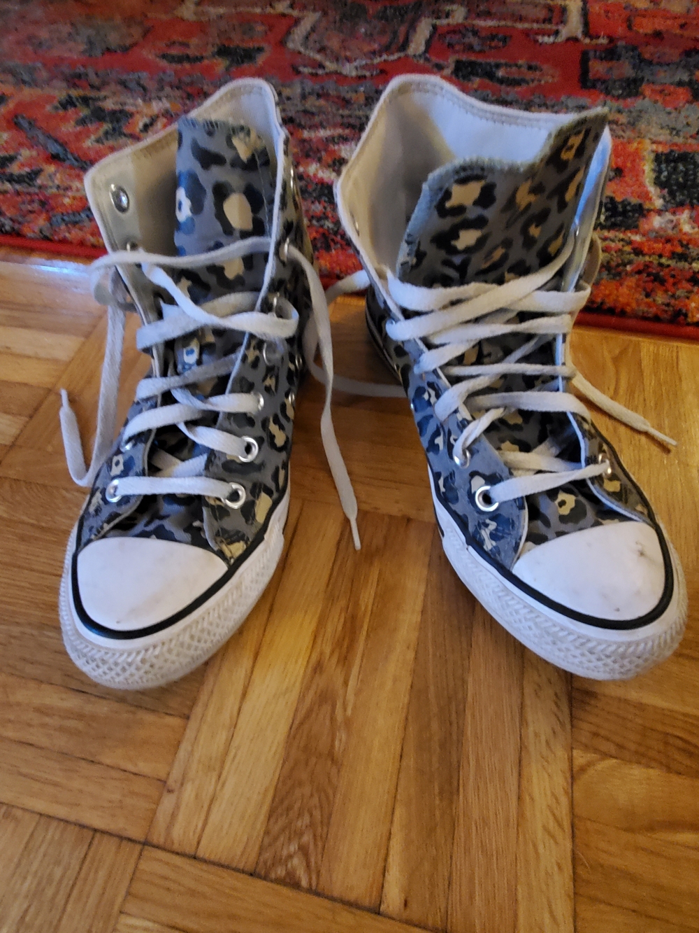 Converse High Tops in Gray Animal Print